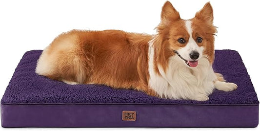EHEYCIGA Orthopedic Dog Bed Large with Removable Washable Cover, 35x23 | Egg Crate Foam Support, Durable Oxford fabric, Non-Slip Bottom, Machine Washable, Soft Waterproof Plush Pet Bed Mat For Crate by EHEYCIGA