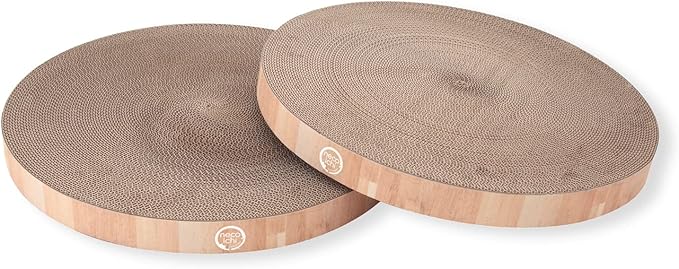 Necoichi Cat Scratcher Bowl Replacement for Indoor Cats - Cat Scratching Lounger with Reversible Usability and Extra Comfort for Lounge, Cardboard Bed Couch / (XL, Oak) by NECOICHI