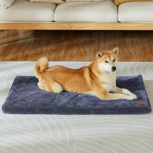 LIORCE Dog Crate Pad - Dog Bed Large Sized Dogs with Removable Washable Cover and Waterproof Lining - Memory Foam Pet Bed for Crate - Reversible Kennel Mat (Cool & Warm), 36-inch, Dark Grey by LIORCE