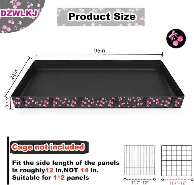 DZWLKJ Waterproof Guinea Pig Cage Liner,Washable Tarp Bottom Base,Cherry Graphic,24"x96", Reusable for Rabbit, Chinchilla, Hedgehog, Ferret & Other Small Animals. - Image 2