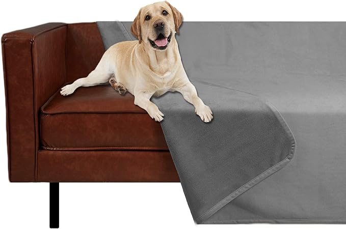 Ameritex Pet Bed Blanket Reversible 100% Waterproof Velvet Super Soft for Sofa and Bed (68x82 Inches, Light Grey+Grey) by Ameritex