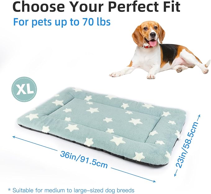 Mora Pets Dog Crate Pad Dog Kennel Bed Mat for Large Dogs Washable Cute Star Pet Bed for 36 inch Cage Ultra Soft Flat Puppy Cat Cushion for Cozy Sleeping Anti-Slip Blue 36 x 23 - Image 6
