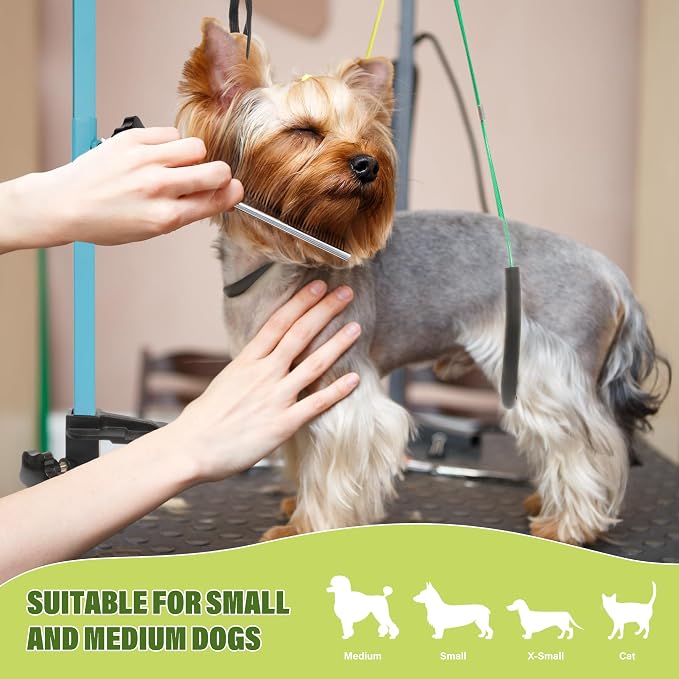 getlstub Dog Grooming Arm with Pet Grooming Hammock, 35" Pet Grooming Table Arm with Adjustable No Sit Haunch Holders, Dog Grooming Stand with Loop Noose for Small and Medium Pets, Blue - Image 9