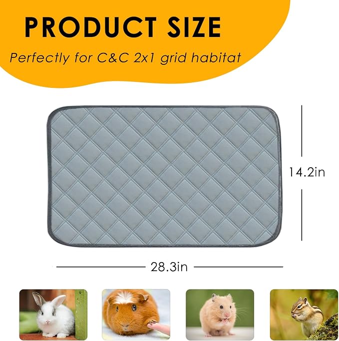 4 Pack Guinea Pig Cage Liners for C&C 2x1 Habitat Washable Guinea Pig Bedding Super Absorbent | Waterproof | Non Slip| Reusable Guinea Pig Pee Pads for Small Animals Cages-28 x 14 Inch - Image 2