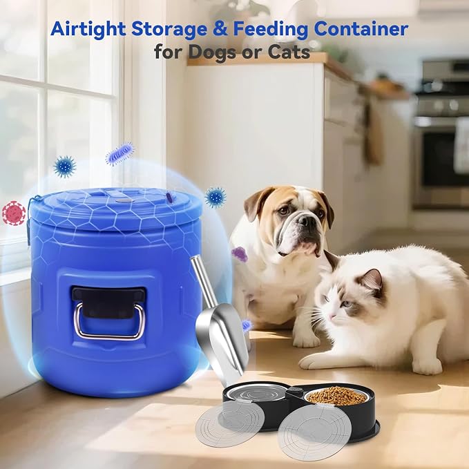 Newget 15lb Dog Food Storage Container, Stainless Steel Airtight Pet Food Storage Container and Durable Plastic Food Container, Large Metal Cat Food Container with Lid and Scoop to Keep Fresh - Image 6