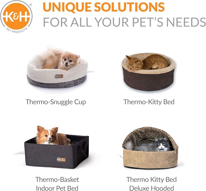 K&H Heated Cat Bed, Thermo-Pet Cave Indoor, Safety Listed, 4W, Navy/Geo | Removable Waterproof Cat Heating Pad, Heated Pet Bed for Dogs & Cats, Covered Cave Pet Tent, Collapsible, Machine Washable - Image 9