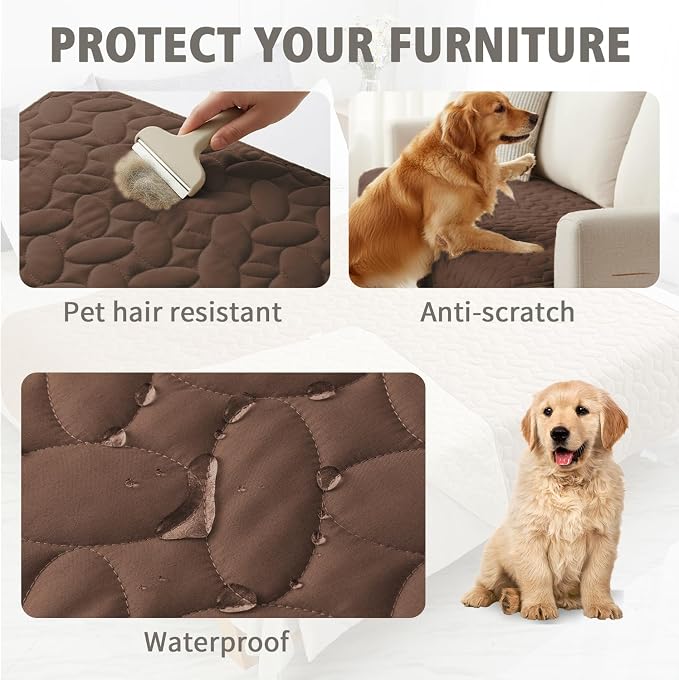 Ameritex Pet Bed Cover Dog Bed Blanket for Sofa and Furniture Waterproof New Pattern Design (68x82 Inch, Chocolate) - Image 2