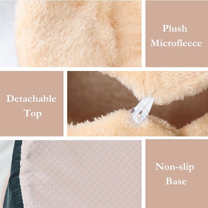 Cat Bed Cave - Enclosed Hideaway with Detachable Lid for Kitten (Snow) | Covered round house, Removable top, Separate liner, Cozy privacy nook, Apartment-friendly shelter, Easy cleaning setup - Image 2