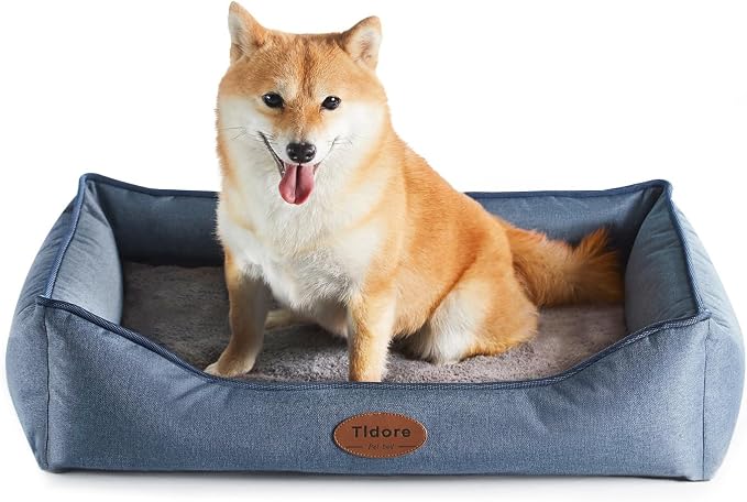 Tidore Orthopedic Dog Beds for Medium Dogs, Durable Egg Crate Foam Sofa Dog Bed wit Washable Removable Cover,Waterproof Lining,Pet Bed for Large Dogs (Denim Blue, 26.4" L x 21.7" W x 6.2" Th) by Tidore