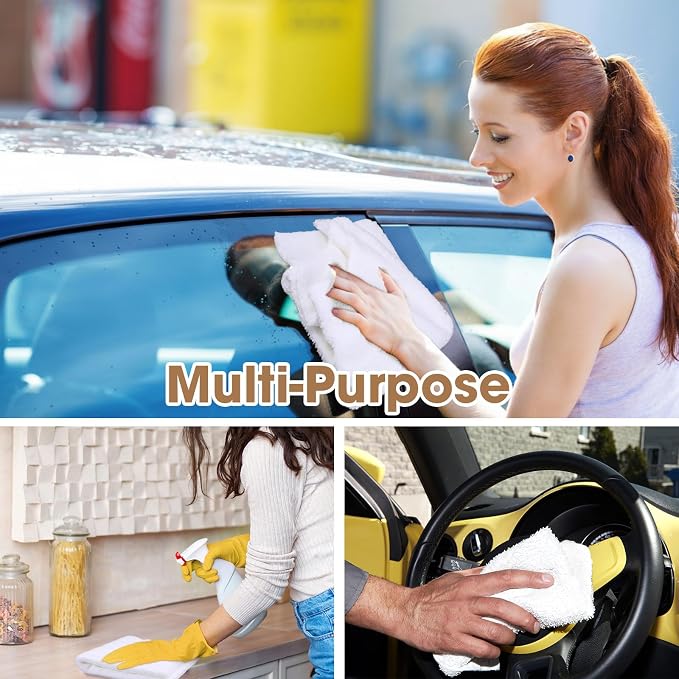 Shimeyao 30 Pcs 16 x 16 Inch Edgeless Microfiber Plush Towels for Cars Detailing Drying Wash Polishing Absorbent Cleaning Cloths, 500 GSM (White) - Image 6
