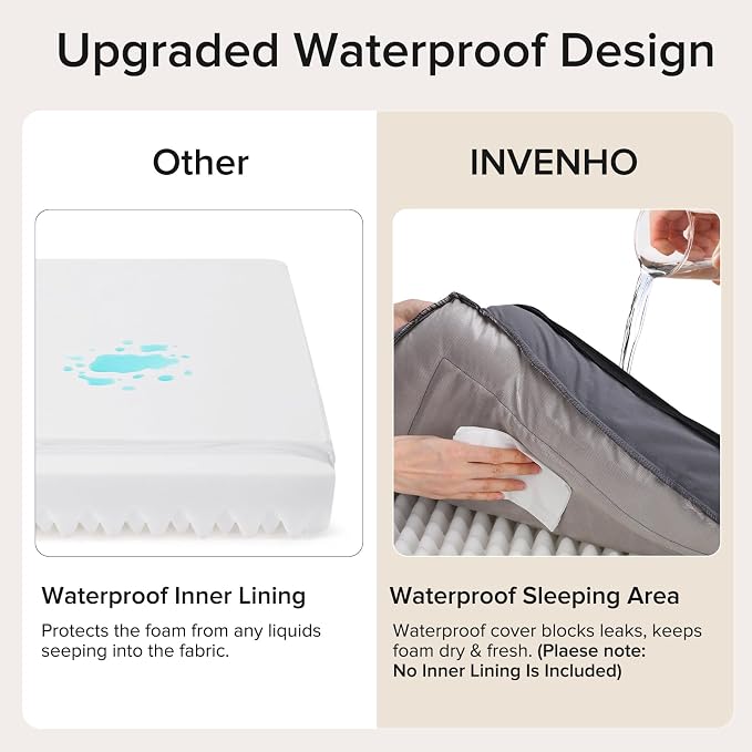 INVENHO Orthopedic Dog Bed Medium Size Dog, Waterproof Egg-Crate Foam Couch with Washable Removable Cover, Waterproof Lining and Nonskid Bottom - Image 3