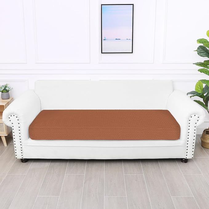 Smiry Waterproof Couch Cushion Covers, Non Slip Seat Cushion Covers | Stretch Jacquard Sectional Sofa Slipcover, Washable Elastic Furniture Protector for Pets, Kid, Large, Rust - Image 5