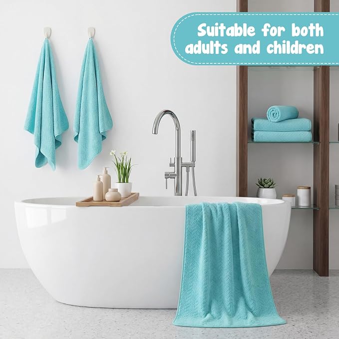 SmoothNovelty 16 Pack Microfiber Bath Towels Bulk 27'' x 60'' Oversized Size Bath Towel Highly Absorbent Extra Large Soft Drying for Beach Shower Summer Salon Sport Gym Party (Wheat,Light Blue) - Image 6