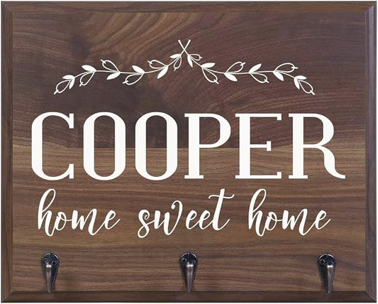 Personalized Home Sweet Home Wall Mounted Coat, Hat, Key, Pet Leash Collar Rack New Home Housewarming Gifts with 3 Hooks 15" w x 12" h 4.25" deep (Home Sweet Home) by Unknown