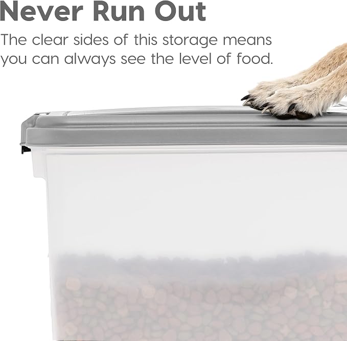 IRIS USA 30 lbs & 11 lbs Combo Airtight Dog Food Storage Container, Stackable Treat Box, 2-Cup Scoop, Wheels, Keep Fresh, Easy Mobility, Silver - Image 7