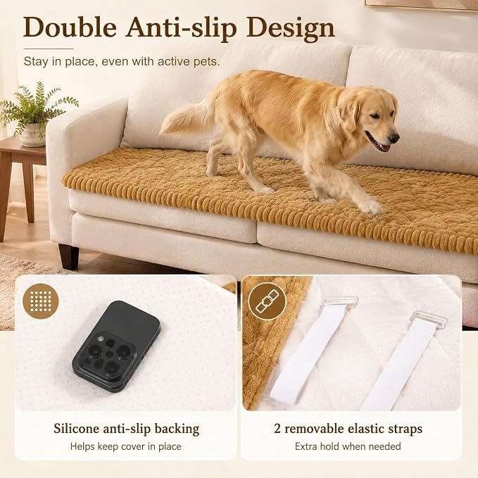 NILUOH Couch Cover for Dogs Washable, Non Slip Furniture Protector for Pet | Suitable for Leather & Fabric Couch, Prevents Pet Hair, Scratches & Stains, Pet Friendly, 27.6"x70.9" - Image 4