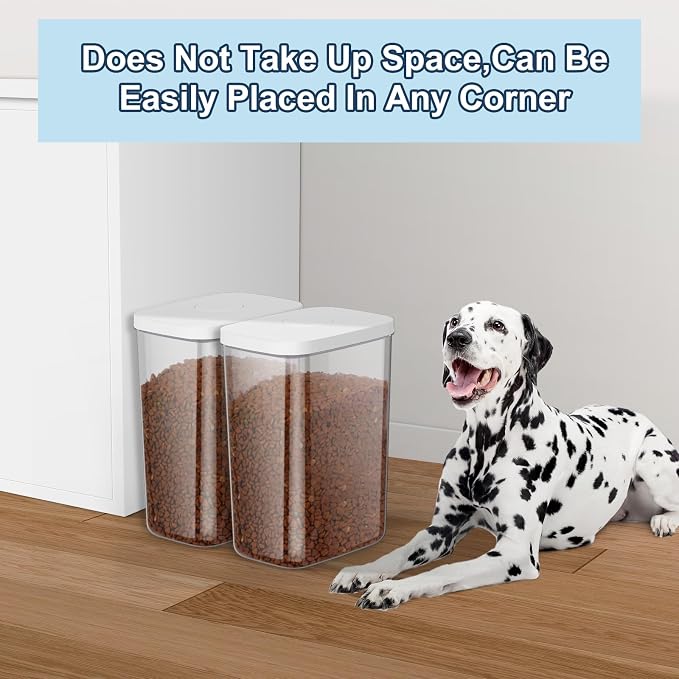 LEAWALK 5-8 Lbs/6Qt Airtight Dog Cat Food Storage Container and Pet Storage Bin BPA-Free, PET Clear Stackable Dog Treat Containers Measuring Scoop Suitable for Dogs Food, Cats Food and Other Dry-2Pack - Image 2