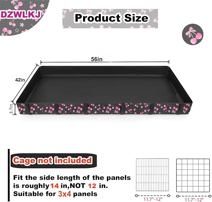 DZWLKJ Waterproof Guinea Pig Cage Liner,Washable Tarp Bottom Base,Cherry Graphic,42"x56", Reusable for Rabbit, Chinchilla, Hedgehog, Ferret & Other Small Animals. - Image 2
