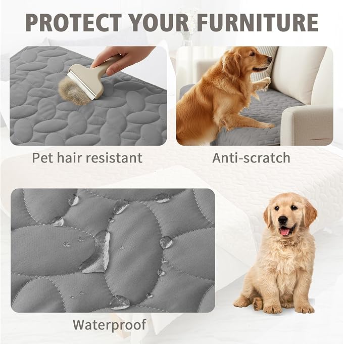 Ameritex Pet Bed Cover Dog Bed Blanket for Sofa and Furniture Waterproof New Pattern Design (52x82 Inch, Light Grey) - Image 2