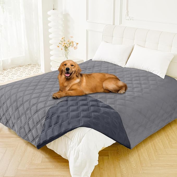 Smiry Waterproof Dog Bed Cover, Reversible Pet Blanket for Sofa Couch | Soft Washable Dog Blanket, Leakproof Couch Cover for Dogs Cats & Furniture Protection, 82x102, Grey/Dark Grey by Smiry