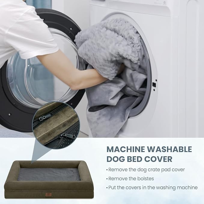 Jumbo Waterproof Dog Bed for Extra Large Size Dogs with Bolster | 360 Degree Bolster Support, Egg Crate Foam, Waterproof Liner, Non-Slip Bottom, Machine Washable Cover, 53 x 42 Inch - Image 4