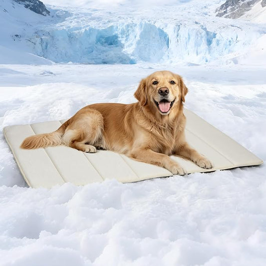 Dog Cooling Mat for Large Dogs – 41"x27" Orthopedic Memory Foam Pad for Summer, Hot Weather & Joint Relief | Washable, Non-Slip Crate Mat for Senior Dogs, Travel & Home (Dark Beige) by ZAKAPAWS