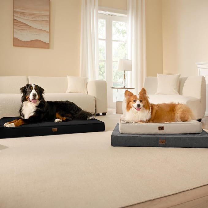 EHEYCIGA XXL Washable Dog Crate Bed with Memory Foam, 47x29Inch, Black | High Density Egg Crate Foam, Waterproof Liner, Removable Easy Clean Cover, Non-Slip Bottom, Fits Crate, Floor and Sofa - Image 9