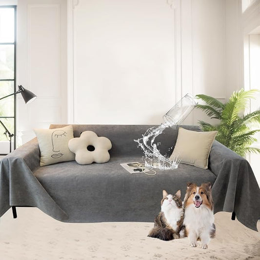 MINGPINHUIUS Sofa Cover Sectional Couch Covers: Chenille Ultra Soft Sofa Slipcover Anti-Slip Waterproof Breathable Loveseat Futon Cover for Pets, Kids (Dark Gray, 71 × 118in) by MINGPINHUIUSFeatured