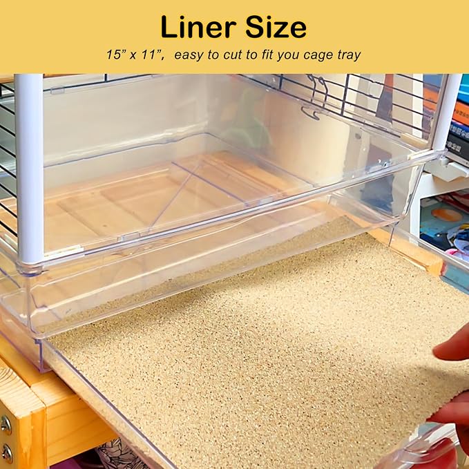 S&X Bird Cage Liners 15 x 11in, 30-Pack, Gravel Paper Sheets | Thick, flat gravel paper eases cleanup, gritty surface helps trim claws and beaks, pre-cut for common cage trays - Image 5
