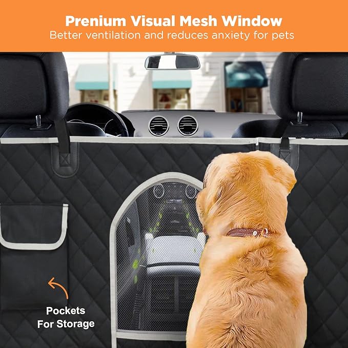 PetsN'all Durable Dog Car Seat Cover to Protect from Scratches, Dirt, Hair and Other Messes, Easy to Clean, 100% Waterproof, Washable, Nonslip, with Mesh Window for Cars Trucks and SUVs Black - Image 5