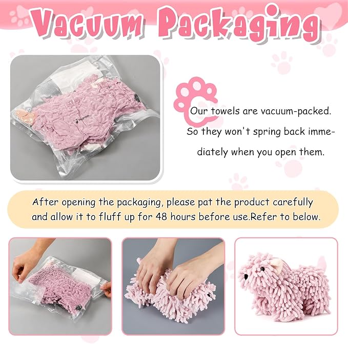 Tegeme 1 Pcs Chenille Dog Hand Towel Fuzzy Towel Absorbent Microfiber Soft for Bathroom Kitchen Washstand (Pink,Standing Dog) - Image 2