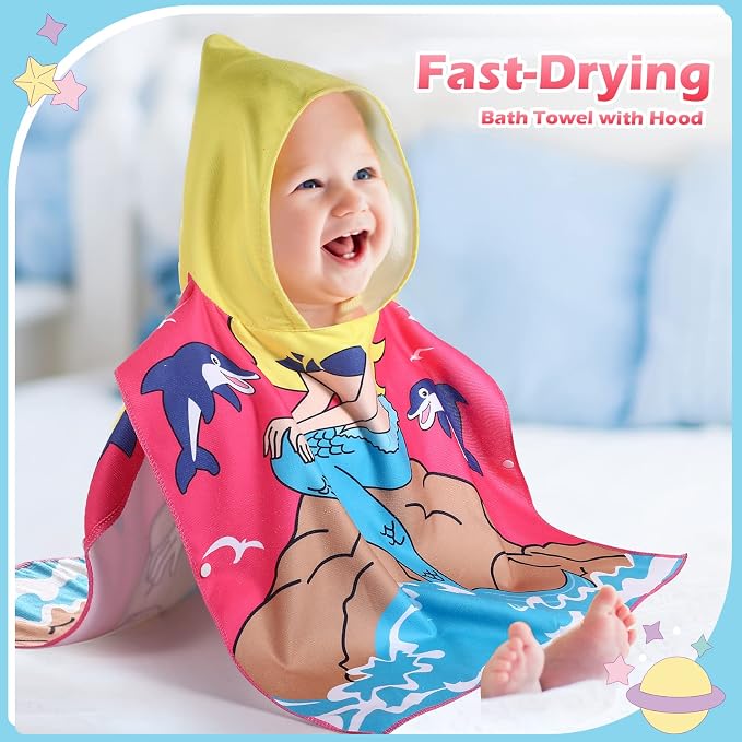 Oudain 6 Pcs Kids Hooded Towel Kids Bath Towels with Hood Microfiber Baby Pool Beach Towel for Boy Girls Toddler (47 x 24 Inch,Cute Style) - Image 7