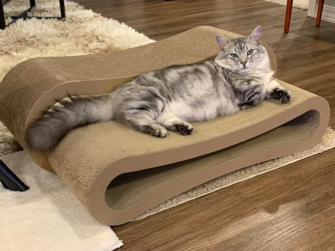 Simple Deluxe 3-in-1 Large Cardboard Cat Scratcher Lounger, 33.5" x 10.2" x 10.2" Infinity Shape Cat Scratching Board, Reversible Corrugated Scratch Pad for Multi-Cat Homes, 100% Recyclable, X-Large - Image 7