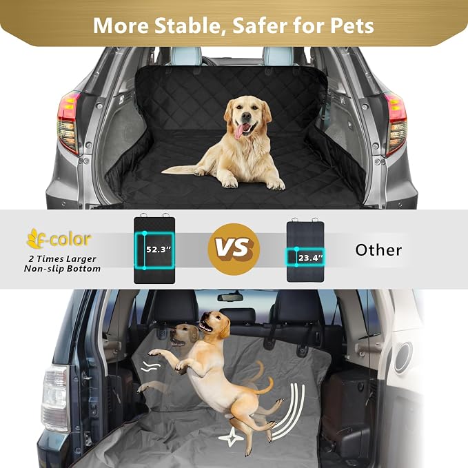 F-color SUV Cargo Liner for Dogs - Heavy Duty Cargo Cover for Mid-Size SUVs | Water Resistant, Bumper Flap, Non-Slip Mat, Car Trunk Dog Car Seat Cover Prevents Scratches Pet Hair Mud Dirt for Sedans Vans - Image 4