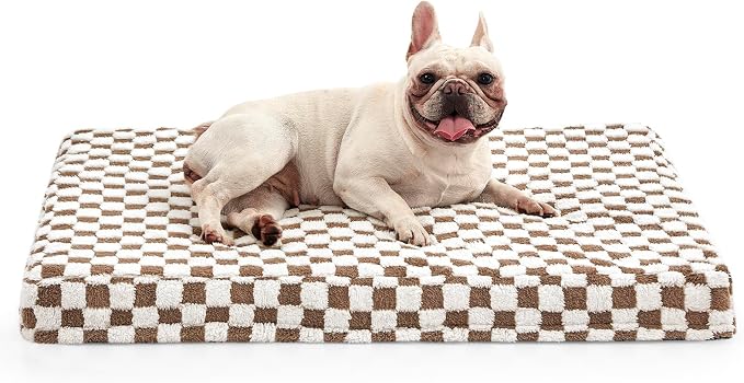 JOEJOY Dog Bed for Medium Dogs, Large Orthopedic Dog Bed with Removable Washable Cover, Cute Modern Plush & Memory Egg Crate Foam Dog Bed, 30 x 20 inch, Brown by JOEJOY