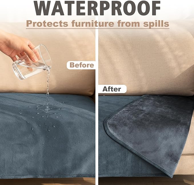 Ameritex Pet Bed Blanket Reversible 100% Waterproof Velvet Super Soft for Sofa and Bed - Image 3