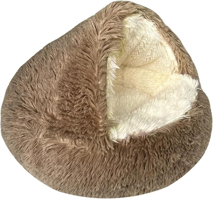 Cozy Cave Dog Bed, 2025 Cat Cave Bed with Cover, Cat Nest Bed, Pet Beds for Indoor Cats Cave & Calming Dog Beds Winter Anti-Slip & Washable Fluffy (Khaki, L(26in/65cm)) by Muzuja