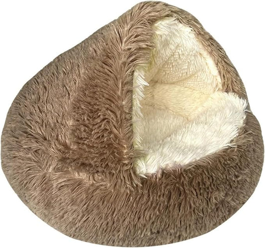 Cozy Cave Dog Bed, 2025 Cat Cave Bed with Cover, Cat Nest Bed, Pet Beds for Indoor Cats Cave & Calming Dog Beds Winter Anti-Slip & Washable Fluffy (Khaki, XL(31.5in/80cm)) by Muzuja