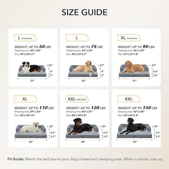 Waterproof Orthopedic Dog Bed for Medium Dogs, 35x22in, Grey | Orthopedic Foam Relieves Joint Pressure, Bolsters Supports Head And Neck, Washable Cover, Non-Slip Bottom - Image 5