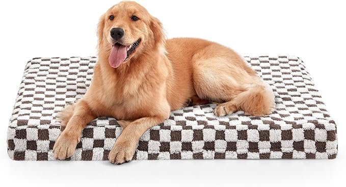 JOEJOY Dog Bed for Large Dogs, XLarge Orthopedic Dog Bed with Removable Washable Cover, Cute Modern Plush & Memory Egg Crate Foam Dog Bed, 42 x 28 inch, Cofffee by JOEJOY