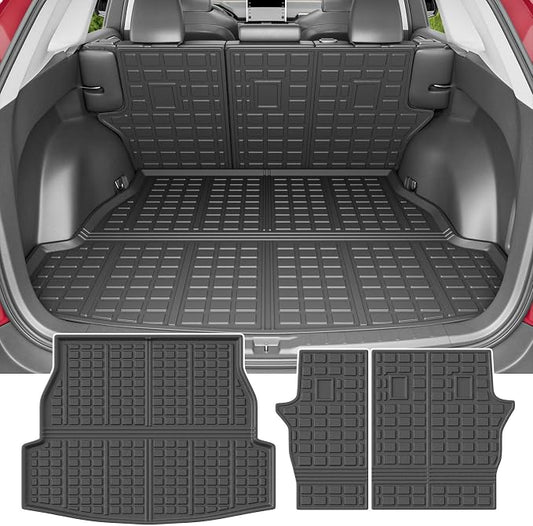 powoq Cargo Mat Compatible with 2019-2025 Toyota RAV4 Backrest Mat Cargo Liner Trunk Mat Back Seat Protector Replacement for 2019-2024 2025 Toyota RAV4 Accessories (Trunk Mat+Backrest Mats) by powoq