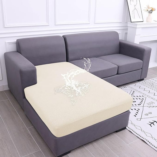 hyha Waterproof Sectional Couch Covers, Non Slip Sofa Cushion Covers | L Shape Sectional Fit, Stretch Jacquard Fabric, Elastic Bottom, Waterproof Protection (1 Piece for Chaise) by hyha