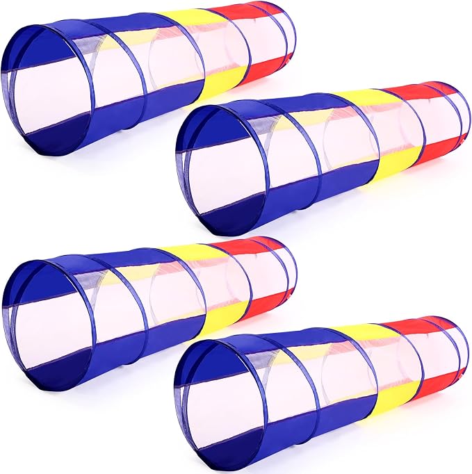 Simgoing 4 Pcs Multicolored Play Tunnel for Kids Crawl and Explore Tent 6ft Pop up Baby Crawl Play Tunnel with See Through Mesh Sides for Toddler Indoor Outdoor Crawling Game by Simgoing