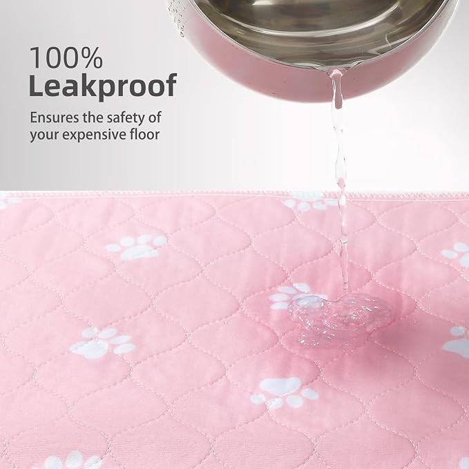 PUPTECK Washable Pee Pads for Dogs Dog Training Pads 2 Pack Pink 34x36 in | Reusable Puppy Potty Training Pads Whelping Mat Pet Food Feeding Mat Leakproof Fast Absorption Non-Slip for Couch, Crate - Image 4