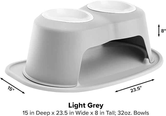 WeatherTech Double High Pet Feeding System w/Plastic Dog/Cat Bowls - 8" High Stand Light Grey (PDHC3208LGLG) - Image 4