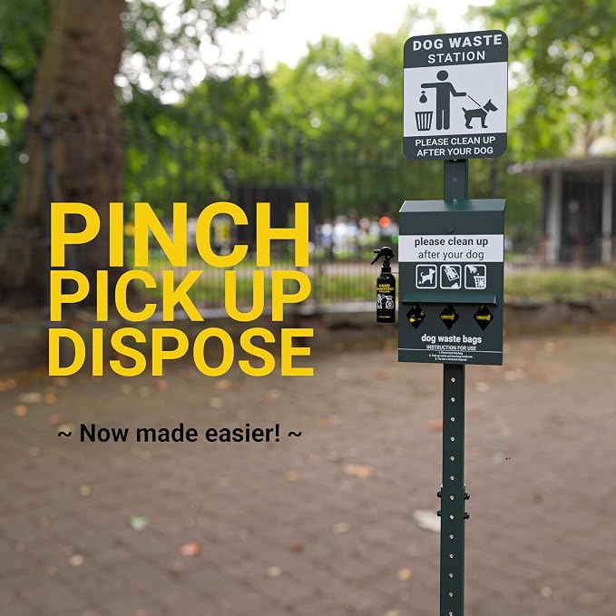 Mini Pet Waste Station - Includes 600 Dog Poop Bags - Original Glow in the Dark Dog Waste Station and Dog Poop Sign, Triple Storage Dog Poop Bag Dispenser with Hand Sanitizer Bottle - Image 8