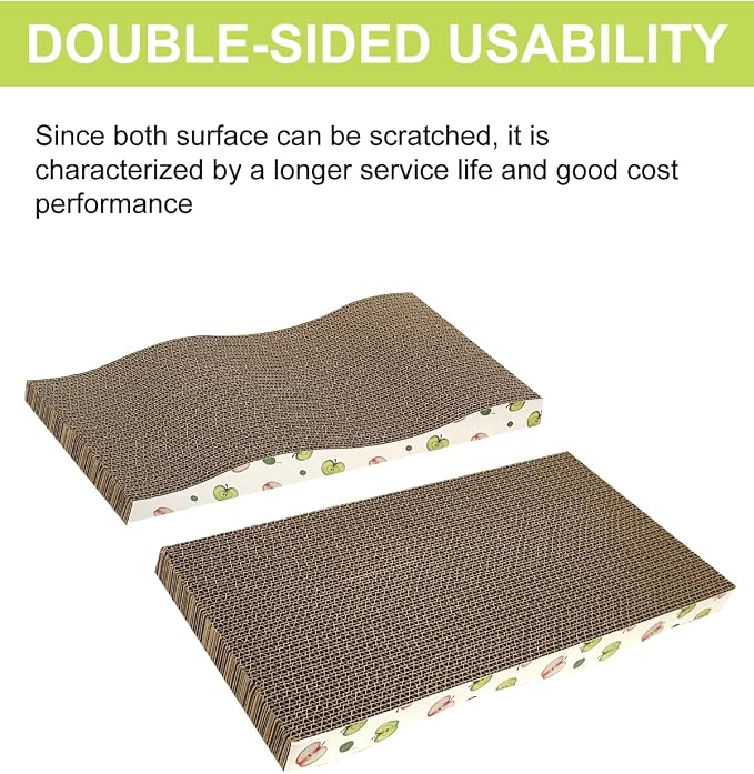 TIMHAKA Cat Scratching Board, Corrugate Cat Scratcher for Indoor Cats with Catnip, Cat Scratch Pad with Premium Scratch Textures Design, Cardboard Cat Scratcher with Double-Sided Usability (Pack of 2) - Image 3