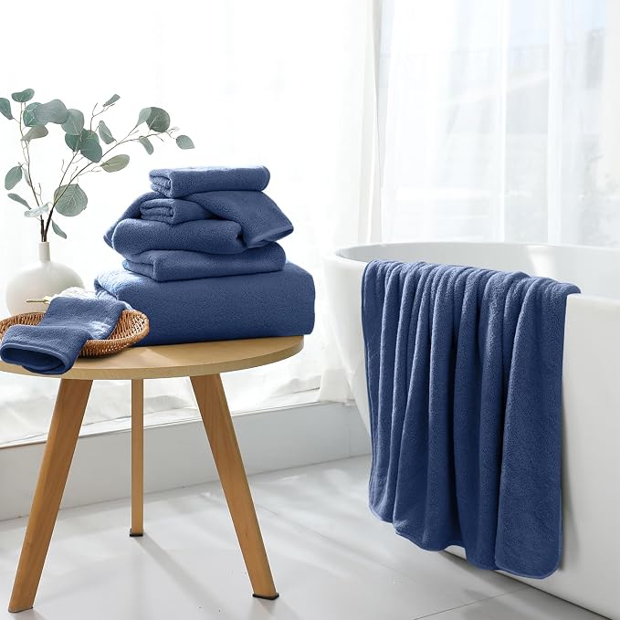 Extra Large Bath Sheet 4 Piece (35"x70")-Ultra Soft Oversized Bath Towel,Bath Sheet Towel Set for Bathroom Hotel,Highly Absorbent Quick Dry Shower Towel Set for Adults,Bathroom Towel-Navy Blue - Image 3