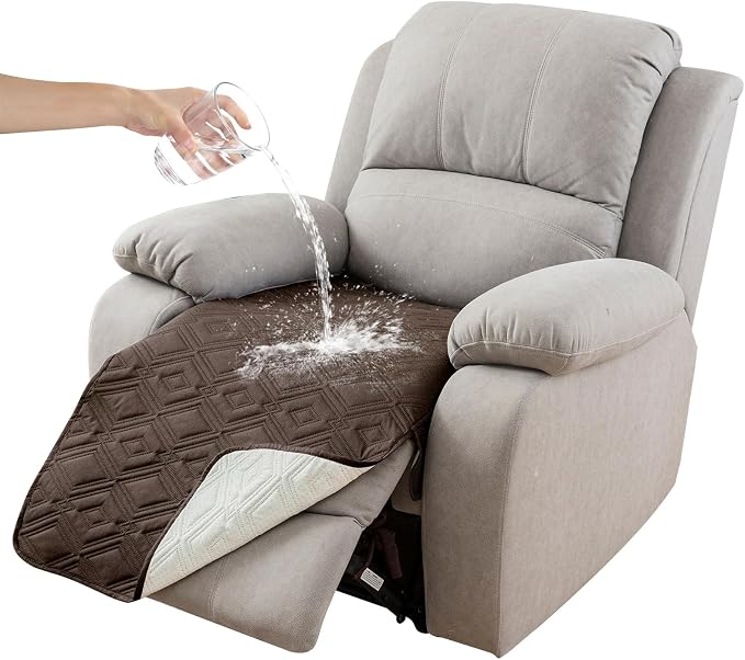 Genina 100% Waterproof Recliner Chair Covers, Anti-Slip Recliner Cover Dog Chair Cover Furniture Protector, Chair Sofa Slipcover for Pets Dogs, 1 Piece (Coffee, Recliner) by Genina