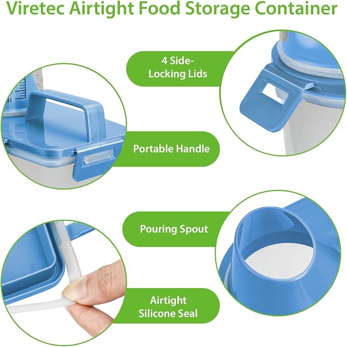 Viretec Rice Storage Container, 3 to 5Lbs Dry Food Airtight Container, Pet Dog Cat Food Canister, BPA Free Clear Plastic Kitchen and Pantry Organization Bin for Oatmeal, Grain, Cereal, Pasta, Flour - Image 7